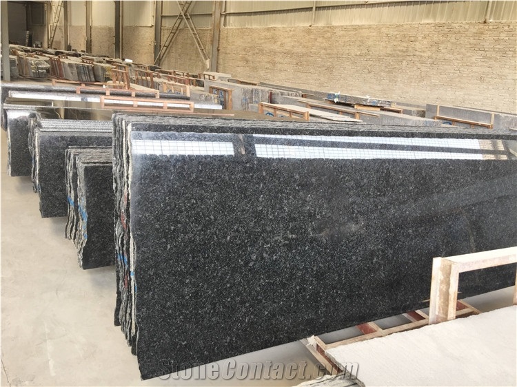 Polished Angola Black Granite Countertop Slabs