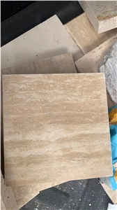 Beige Travetine Tiles Vein Cut Polish Filled  Floor Wall