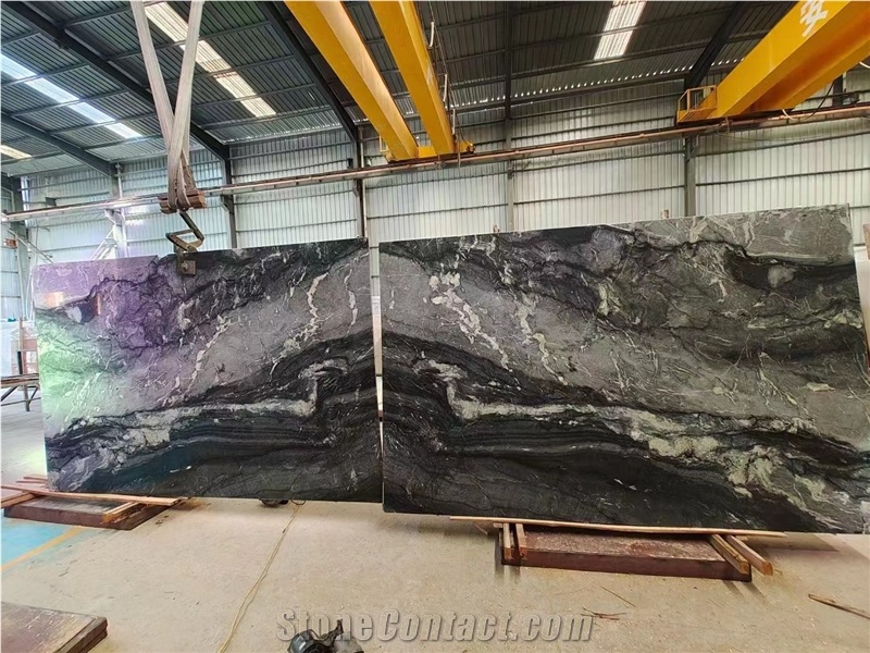 Italy Mars Green Marble Slab Bookmatch Polish For Wall