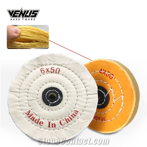 Soft Flannel Yellow And White Cloth Buffing Wheels