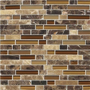 Butternut Emperador Random Glass Mix Mosaic Blend Butternut Emperador Random Glass Mix Mosaic Blend