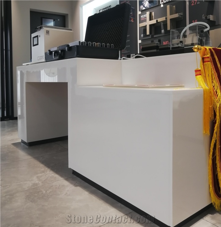Nano-Look Super White Artificial Marble Reception Table