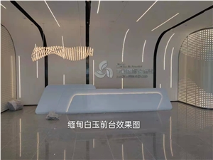 Nano-Look Super White Artificial Marble Reception Table