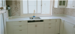 Nano-Look Super White Artificial Marble Reception Table