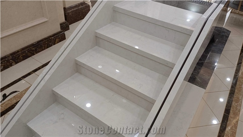 White Calacatta Quartz Stairs & Steps