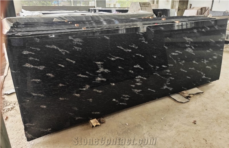 Fish Black Granite Slabs