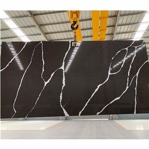 Factory Direct Sale Artificial Black Calacatta Quartz Slabs