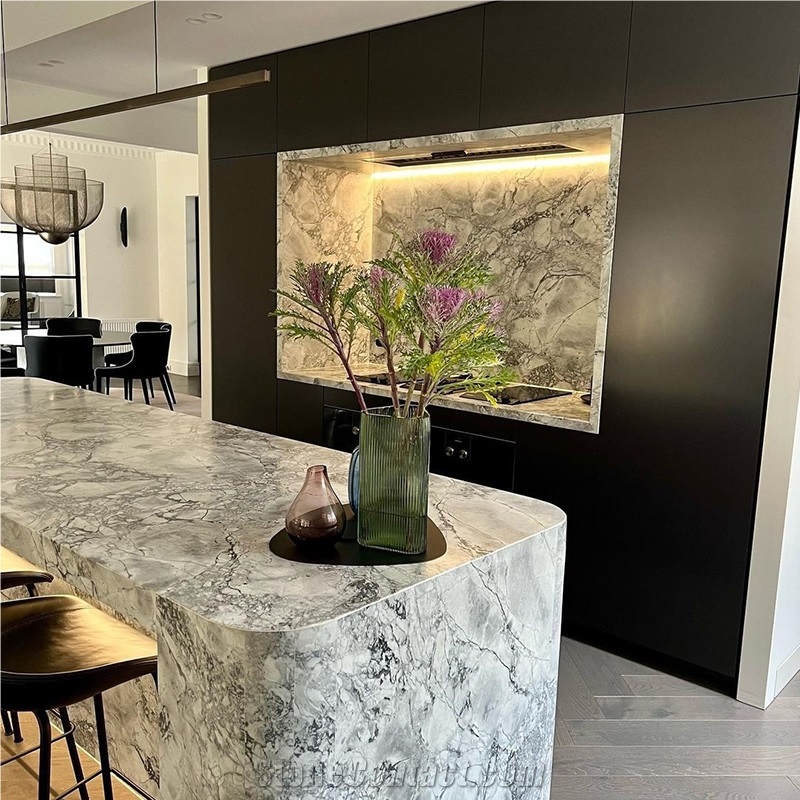 Calacatta Grey Super White Quartzite Kitchen Countertop