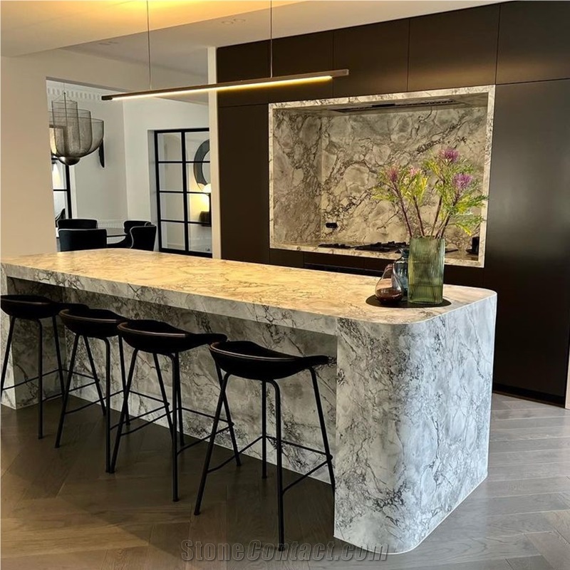 Calacatta Grey Super White Quartzite Kitchen Countertop