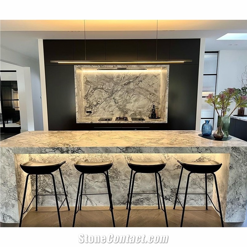 Calacatta Grey Super White Quartzite Kitchen Countertop