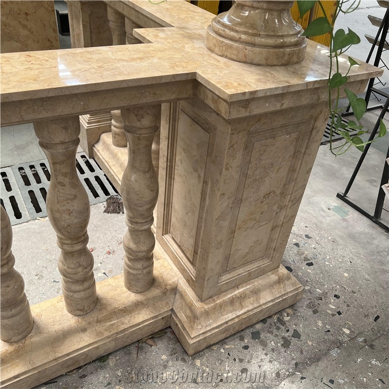 Customized Natural Gold Marble Railings Baluster Home Decor