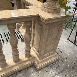 Customized Natural Gold Marble Railings Baluster Home Decor