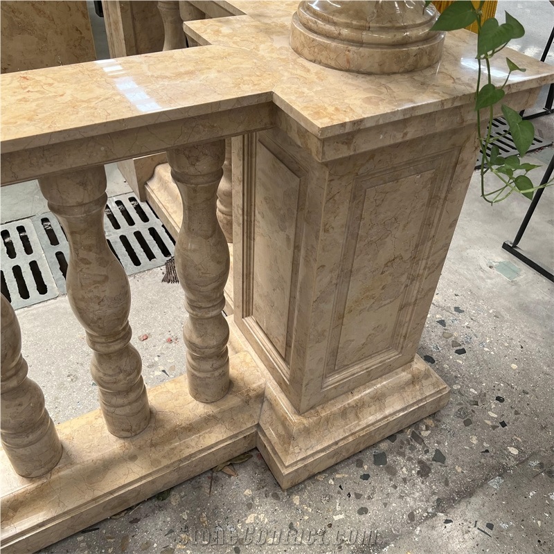 Customized Natural Gold Marble Railings Baluster Home Decor