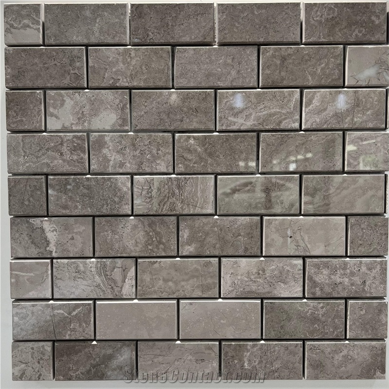 High Quality Grey Wooden Marble Mosaic Tiles For Backsplash