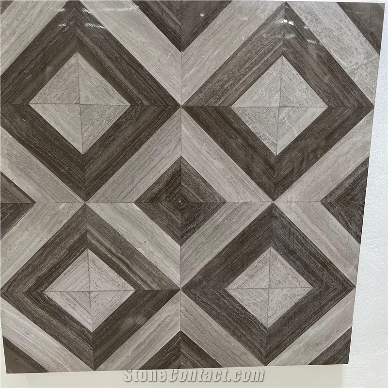 High Quality Grey Wooden Marble Mosaic Tiles For Backsplash