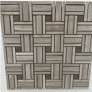 High Quality Grey Wooden Marble Mosaic Tiles For Backsplash