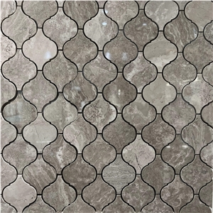 White Wooden Oak Waterjet Marble Lantern Mosaic Wall Floor Tiles