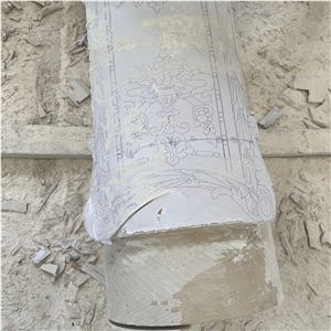 Wholesale Modern Design Natural Beige Carved Marble Columns
