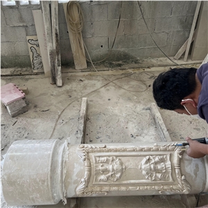 Wholesale Modern Design Natural Beige Carved Marble Columns