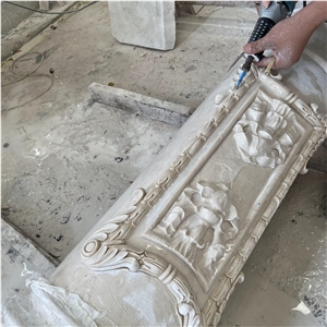 Wholesale Modern Design Natural Beige Carved Marble Columns