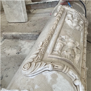 Wholesale Modern Design Natural Beige Carved Marble Columns