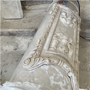 Wholesale Modern Design Natural Beige Carved Marble Columns
