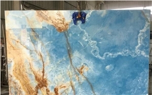 Natural Stone Blue Onyx Luxurious Interior Decoration