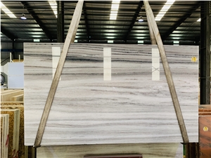 Black Veins Striped Pattern Super Polished White Marble