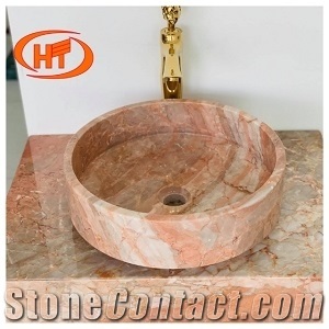 Pink Marble Basin Bowl Washing Sink