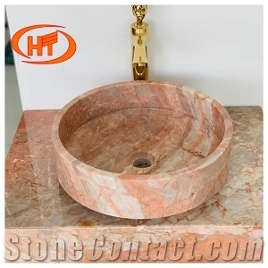 Pink Marble Basin Bowl Washing Sink