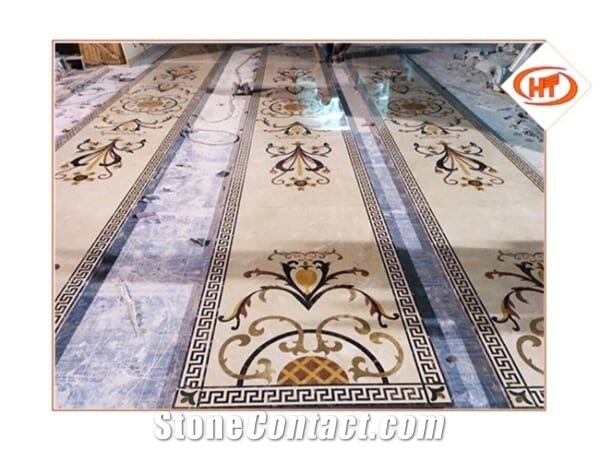 Waterjet Marble Medallion Inlay Medallion Floor For Tile