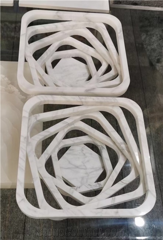 3D Carved Stone High Relief Panel Marble Calacatta Wall Tile
