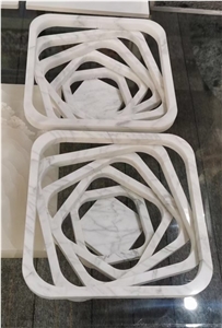3D Carved Stone High Relief Panel Marble Calacatta Wall Tile