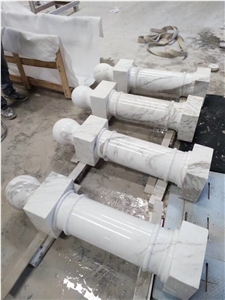 Carved Stone Column Solid Marble Calacatta Roman Column