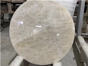 Inlaid Stone Table Tops Crystal Quartzite Round Cafe Table
