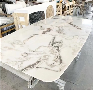 Oval Marble Calacatta Viola Dining Table Stone Art Furniture