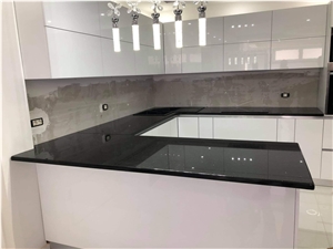Prefab Absolute Black Granite Countertop Stone Kitchen Tops