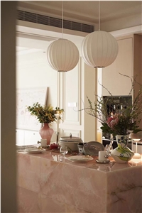 Prefab Backlit White Onyx Kitchen Island Counter Top