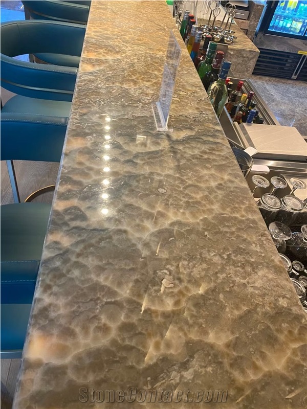 Prefab Backlit White Onyx Kitchen Island Counter Top