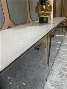 Restaurant Stone Kitchen Tops White Onyx Prefab Countertop