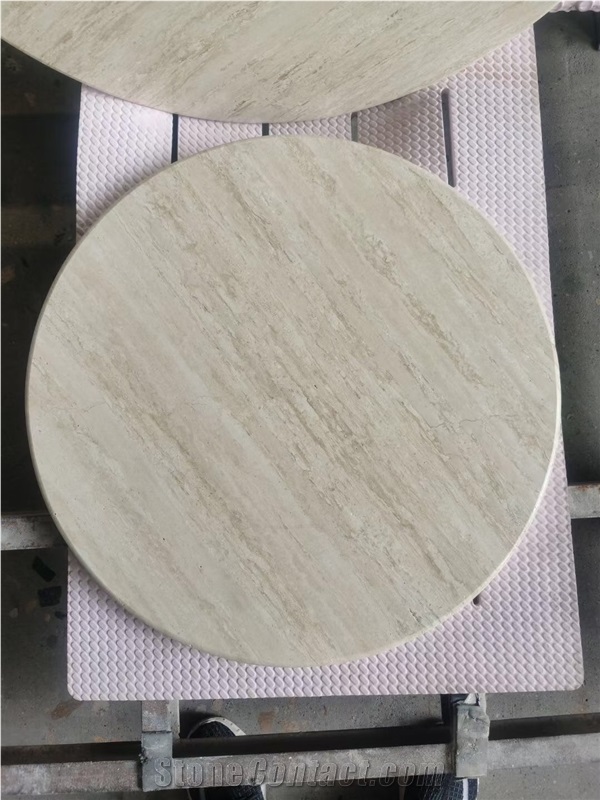 Round Stone Table Tops Ivory Travertino Cafe Home Furniture