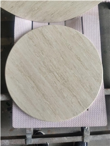 Round Stone Table Tops Ivory Travertino Cafe Home Furniture