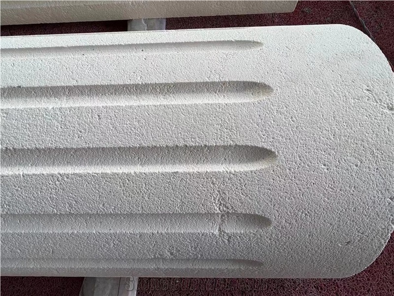 Sandblasted White Limestone Column Fluted Pillar Tile