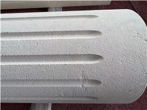Sandblasted White Limestone Column Fluted Pillar Tile