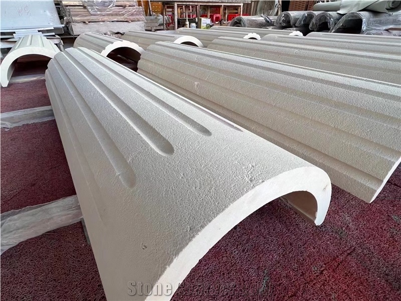 Sandblasted White Limestone Column Fluted Pillar Tile
