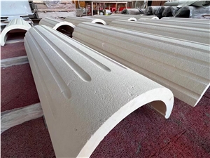 Sandblasted White Limestone Column Fluted Pillar Tile