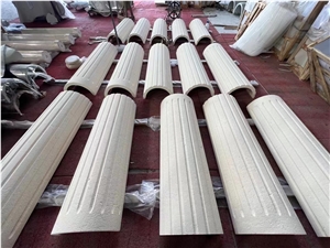Sandblasted White Limestone Column Fluted Pillar Tile