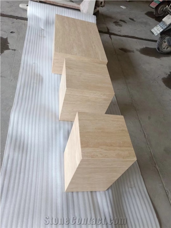 Stone Plinth Coffee Table Travertino Side Table Furniture