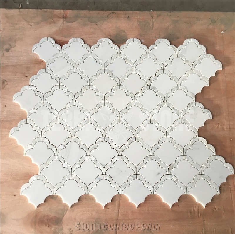 Big Fan Cloud Waterjet Marble Mosaic Pearl Shell Tile