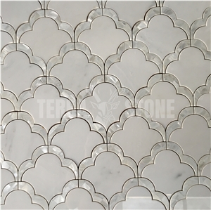 Big Fan Cloud Waterjet Marble Mosaic Pearl Shell Tile